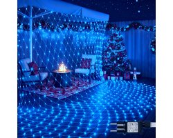 Rosnek Energiebesparend LED Lichtsnoer Buiten - 8 Lichtstanden Voor Tuin Lichtslinger - IP44 Waterdichte Classificatie Lichtslang - Feesten En Camping - Binnen - En Buitengebruik (L6xB4m, Blauw licht)