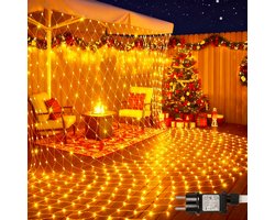 Rosnek Energiebesparend LED Lichtsnoer Buiten - 8 Lichtstanden Voor Tuin Lichtslinger - IP44 Waterdichte Classificatie Lichtslang - Feesten En Camping - Binnen - En Buitengebruik (L3xB2m, Geel licht)