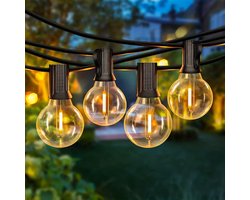 Rosnek Lichtsnoeren - Buitenverlichting - Bolvormige Terrasverlichting met 2 Reservelampjes - Warm Wit - 25 LED - 7.6M Sfeerverlichting - Voor Tuin, Veranda, Balkon, Feestdecoratie