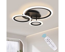 Rosnek Moderne LED Plafondlamp Zwart [42W] - Dimbare Plafonnieres met Afstandsbediening - Lichtkleur Instelbaar (3000K-6000K), Voor Keuken, Slaapkamer, Woonkamer(Cirkel)