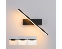 Rosnek Moderne LED Wandlamp Binnen Zwarte - 40cm - 330° Draaibare - Warm Wit 3000K 8W 800LM - Aluminium Binnenverlichting voor Slaapkamer/Woonkamer/Spiegel