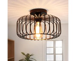 Rosnek Ø30cm LED Plafonnières - Moderne Zwart Metalen Plafondlamp met Ronde E27-Fitting - Warm wit licht 60W Hanglamp Voor Keuken voor Woonkamer, Slaapkamer, Hal En Eetkamer