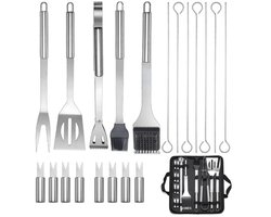 Rostvrij Stalen BBQ-Set - 34 delig Barbecue Gereedschap - Draagbare Grillgereedschappen voor Tuin & Camping