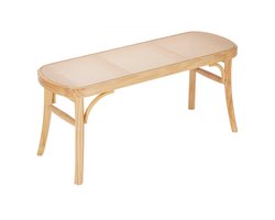 Rotan Bankje - Halbank/Tuinbank - Handgevlochten Rotan - Eikenhouten Poten - 110 x 36,8 x 46,8 cm - Boho Stijl