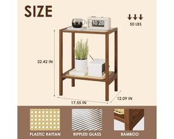 Rotan bijzettafel - Bruin - Bamboe en glas