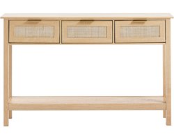 Rotan Consoletafel met 3 Lades, Schuifdeur van Rotan, Banktafel voor Hal, Woonkamer, Studiekamer, TV-muur, Milieuvriendelijk Materiaal, Stabiele Constructie