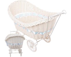 Rotan Decoratie Wagen - Opbergmand Mobiel - Ruimtes Organiseren - Handgeweven Mand - 271 x 297 x 271 cm - Blauw