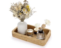 Rotan Dienblad Decoratieve Display Tray - Opberglade Toilet Tank - Papierlade Desktop Organizer - Keuken Make-up IJdelheid Servet Kaars Ornament - 25 cm Natuurlijke Kleur make up tafel