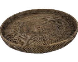 Rotan dienblad rond - donker - groot 50 cm