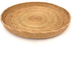 Rotan dienblad rond - naturel - groot 50 cm