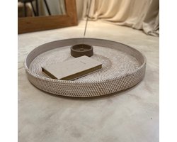 Rotan dienblad rond - wit - groot 50 cm