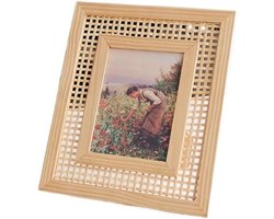 Rotan Fotolijst - Rieten Lijst Wanddecoratie - Foto's Tonen - Handgevlochten Decoratie - 127 cm - Natuurlijk
