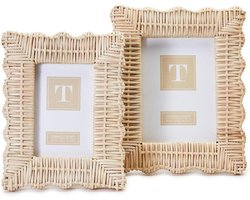 Rotan fotolijsten - Handgemaakte frames - Wanddecoratie - Set van twee - 5x7 en 4x6 inch - Natuurlijk