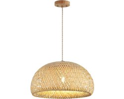 Rotan Hanglamp - 30 x 18 x 120 cm – Beige Kroonluchter – Rieten Plafondlamp – Handgeweven Boho Lamp – Voor Eetkamer, Keuken & Woonkamer