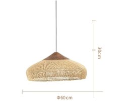 Rotan Hanglamp - 60 x 30 x 120 cm – Beige Kroonluchter – Rieten Plafondlamp – Handgeweven Boho Lamp – Voor Eetkamer, Keuken & Woonkamer