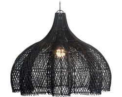Rotan hanglamp Tiram zwart