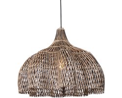 Rotan hanglamp Tulip | 1 lichts | bruin / naturel / zwart | hout | Ø 60 cm | eetkamer / eettafel lamp | slaapkamer lamp / keukenlamp | modern design