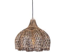 Rotan hanglamp Tulp | 1 lichts | bruin / naturel / zwart | hout | Ø 40 cm | eetkamer / eettafel lamp | slaapkamer lamp / keukenlamp | modern design