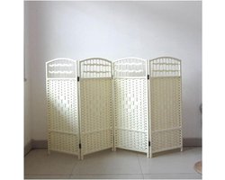 Rotan Kamerverdeler - Opvouwbaar Scherm - Privacy Creëren - Handgeweven Patroon - 160x160cm - Beige