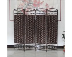 Rotan Kamerverdeler - Privacy Scherm - Ruimtes Delen - Dubbelzijdig Geweven - 3x 100x40 cm - Zwart