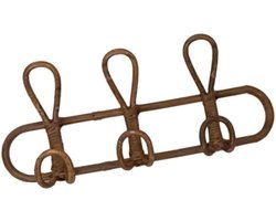Rotan Kapstokhaken - Wanddecoratie Haken - Opbergen en Decoreren - Handgeweven Design - 40 cm (3 haken) - Natuurlijk Rotan