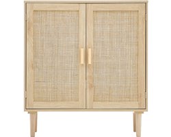 Rotan Kast - Natuurlijke Afwerking met 2 Magnetische deuren en Verstelbare Planken, Ideaal Buffet voor Gangen, entrees, Woonkamers en Keukens