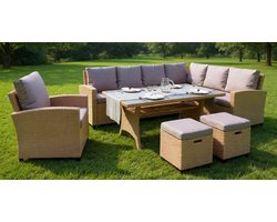 Rotan Loungeset 9 Personen met Hoekbank, Tafel & Kussens – Weerbestendig Polyrattan Tuinmeubelset – Modern Design – Urbanhome Rossano Luxe Lounge Set