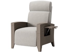 Rotan Loungestoel – Rotan Stoel – Tuinstoel – Buitenstoel – Loungeset – Verstelbare Rugleuning 160° – Geïntegreerde Bijzettafel – Beige Bruin – Met Afneembare Kussenhoes – Extra Ruim