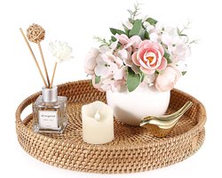 Rotan mand decoratief - 30 cm rond - handgrepen - levensmiddelen fruit opslag