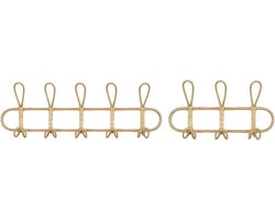 Rotan muurhaken - Kapstokken rotan - Kleding ophangen - Handgemaakt natuurlijk materiaal - 40 en 65 cm - Natuurlijk