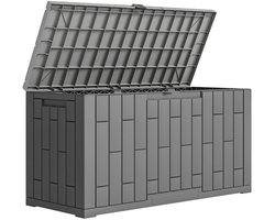 Rotan Opbergbox met Deksel - Afsluitbaar - Tuinkussenbox - Kussenbox 227 L - Tuinbox 106,5 x 43 x 54,5 cm - Weersbestendig - Waterdicht - Opbergruimte - UV-bestendig - Voor Buiten in de Tuin - Grijs