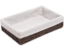 Rotan opbergmand - Geweven dienblad - Bureau organiseren - Natuurlijk materiaal - 30 x 20 cm - Koffie