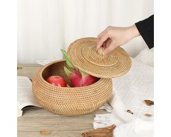 Rotan opbergmand met deksel - Decoratieve en veelzijdige opbergoplossing voor huis en keuken