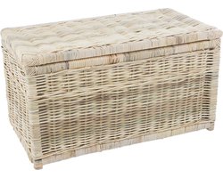 Rotan Opbergmand Naturel - met deksel - 75x40x40 cm - Rotan mand - Speelgoedmand - Rotan kist