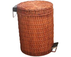 Rotan Pedaalemmer - Afvalbak Deksel - Afval Beheer - Contactloze Bediening - Verschillende Maten - Natuurlijk