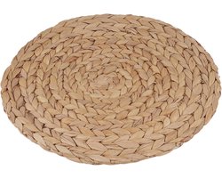 Rotan placemats set van 4 stuks - Handgevlochten ronde tafelonderzetters - Hittebestendig en antislip - Waterhyacint - Geschikt voor eettafel, pannen en borden - 1 cm dik