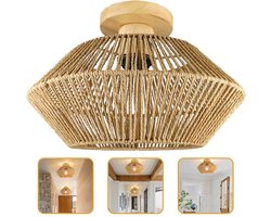Rotan plafondlamp - Boho plafondlamp - Handgemaakte geweven kroonluchter voor entree, hal, keuken, slaapkamer en kinderkamer