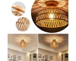 Rotan Plafondlamp, Handgeweven Kleine Kroonluchter, Boho Lampenkap Van Rotan, Natuurlijke Woondecoratie.