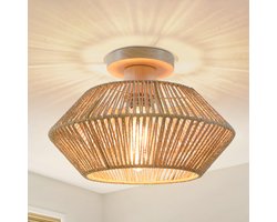 Rotan plafondlamp - Handgeweven rotan hanglamp in landelijke stijl - Boho mini kroonluchter voor slaapkamer, keuken, hal, gang
