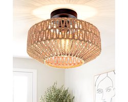 Rotan Plafondlamp - Plafonniere - Plafondlamp Slaapkamer - Woonkamer Lamp - voor Lampen met een E27/E26 Fitting Zonder Lichtbron - Naturel