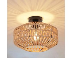 Rotan Plafondlamp - Rotan Vintage Lamp - Plafondlamp Slaapkamer - Lamp - Geschikt voor Lampen met een E27/E26 Fitting Zonder Lichtbron