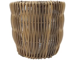Rotan Plantenpot Naturel Ø30 | cm – Rotan Kunststof Bloempot Rond – Natuurlijke Look – Voor Binnen en Buiten