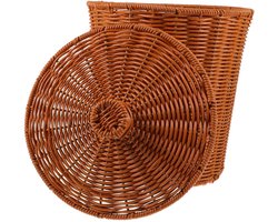 Rotan Prullenbak Mand - Rieten Organizer - Thuis Opslag - Met Deksel - 28 cm Hoog - Lichtbruin