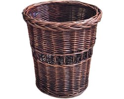 Rotan Prullenbak - Rieten Mand - Afval Scheiden - Handgeweven Design - Grote Capaciteit - Bruin