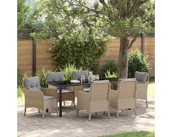 Rotan rechthoekig moderne tuinset opbergbaar beige lichtgrijs