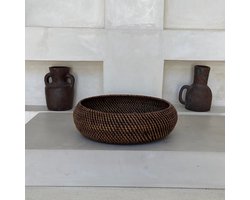 Rotan / Rieten schaal 30 cm bruin - decoratieschaal- serveerschaal - broodmand