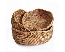 Rotan ronde fruitmanden - rieten serveermanden - set van 3