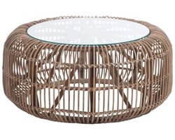 Rotan Salontafel Greywash - Ø85xH35 cm