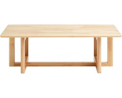 Rotan Salontafel, Rechthoekige Geweven Rotan Salontafel met Rubberhouten Tafelblad, 47 inch Moderne boho Salontafel met Opbergruimte en Naturel Houten Poten