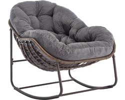 Rotan schommelstoel voor buiten, gestoffeerde schommelstoel met rugleuning voor entree, woonkamer, terras, tuin